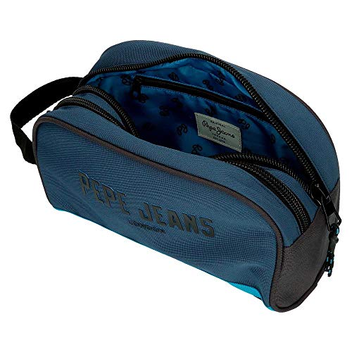 Pepe Jeans Skyler Neceser Doble Compartimento Adaptable Azul 26x16x12 cms Poliéster