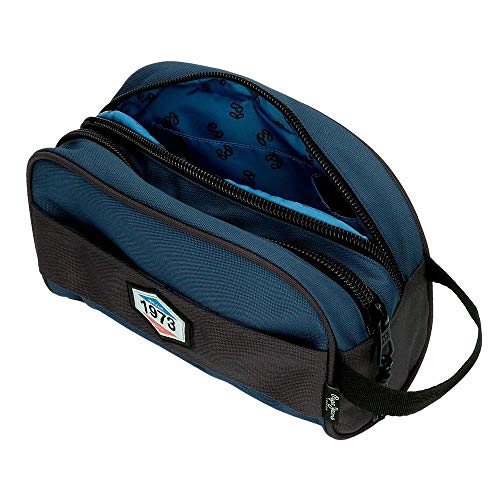 Pepe Jeans Skyler Neceser Doble Compartimento Adaptable Azul 26x16x12 cms Poliéster