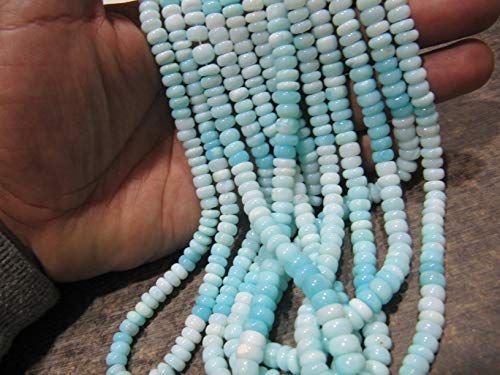 Perlas lisas de ópalo peruano azul natural RONDELLE de 5-6 mm de hebra de 8 pulgadas