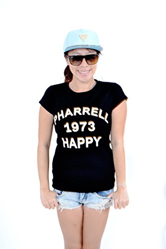 Pharrell Williams-1973 - happy - HIP-HOP T-camiseta de manga corta