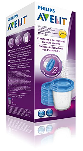 Philips Avent - Set de recipientes para leche materna (5 recipientes 180 ml + 5 tapas)