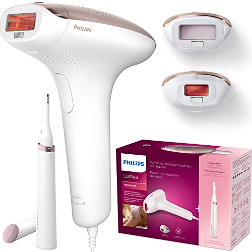 Philips Lumea Advanced BRI921/00 - Depiladora Luz Pulsada para la Depilación Permanente del Vello Visible en Casa con sensor de tono de piel, 2 Cabezales para Cuerpo y Cara, Lápiz Recortador incluido