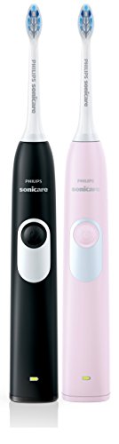 Philips Sonicare Serie 2 HX6232/41 - Pack de 2 cepillos de dientes eléctricos, Color Negro y Rosa