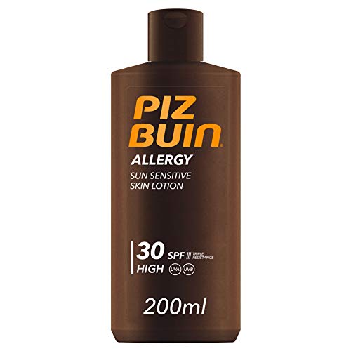 Piz Buin,Allergy Loción Piel Sensible al Sol, Cuerpo ,SPF 30, Protección alta,200ml + After Sun Loción Intensificadora del bronceado,200ml