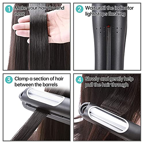 Plancha para el cabello que prensa automática, plancha para el cabello giratoria para dar volumen, texturizante, para mujeres, barriles ondulados de cerámica con turmalina