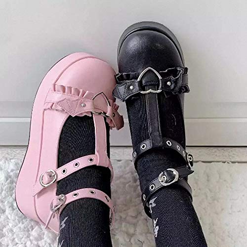 Plataforma para Mujer Mary Janes Zapatos Sweet Toe Tobillo Lolita Gótico Plataforma Vestido Bombas Zapatos Gruesos Zapatos de Plataforma Zapatos de Vestir de Charol