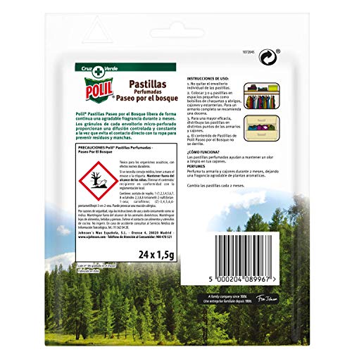 Polil Raid - Pastillas Perfumadas Antipolillas con Aroma Paseo por el Bosque (Pack de 3, 72 pastillas)