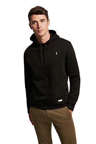 POLO CLUB Sudadera Orgánica Color Negro con Capucha y Bolsillos Delanteros para Hombre