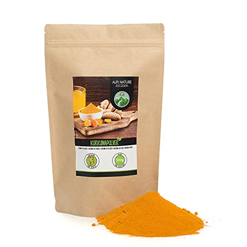 Polvo de cúrcuma (500g), cúrcuma 100% natural, raíz de cúrcuma suavemente secada y molida, especia sin aditivos, vegana