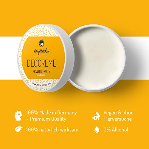 PonyHütchen Desodorante en crema sin sales de aluminio, 50 ml, cosmética natural, biológico y vegano, hecho a mano en Suiza, ideal para el equipaje de mano, 100% natural, 0% sales de aluminio