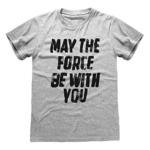 Popgear Star Wars May The Force Be with You Women's Boyfriend Fit T-Shirt Heather Grey Playeras de Moda, Gris, S para Mujer