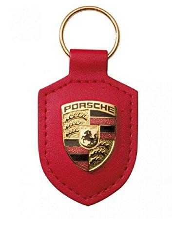 Porsche Schlüsselanhänger Wappen, Echtleder, Rot - WAP0500920E
