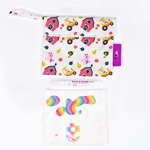 Porta bocadillos infantil reutilizable Tidy Tot Snack & Doodle™ con tapete y rotulador al agua. Bolsa de almuerzo. Fácil de limpiar. Pack individual. Juguete de viaje