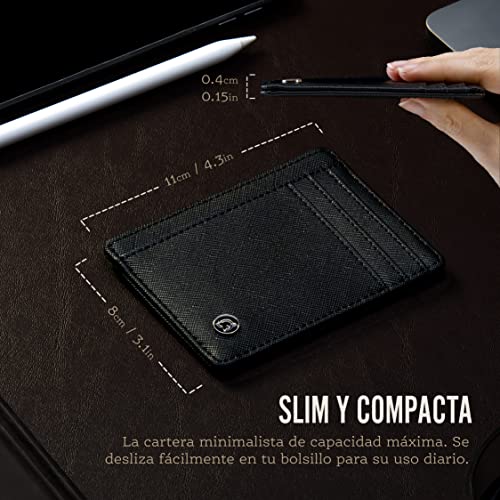 POWR Cartera Tarjetero Hombre Pequeño | Cartera Minimalista Hombre | RFID Tarjeteros Hombre Tarjetas Credito