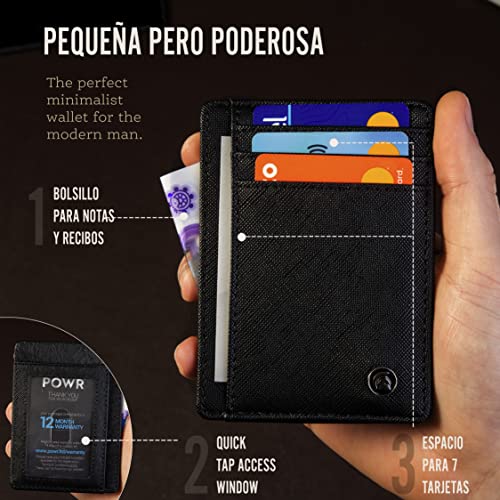 POWR Cartera Tarjetero Hombre Pequeño | Cartera Minimalista Hombre | RFID Tarjeteros Hombre Tarjetas Credito