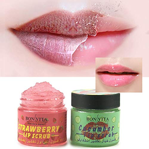 Pretty Comy Exfoliante labial exfoliante hidratante Crema labial nutritiva Labios Aligerar Sabor a fresa y pepino