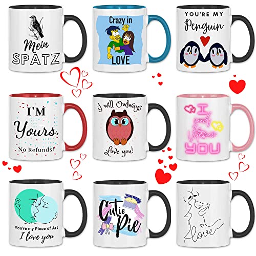 Print Dynastie Taza Día de San Valentín Nombre pálido Pareja novia esposa querido aniversario, Color:Mein Engel White Black