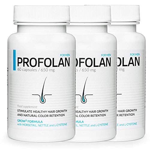 PROFOLAN Premium (3x) efectivamente detiene la pérdida de cabello, estimula el crecimiento, fortalece el color, previene el encanecimiento del cabello (180 Cápsulas)