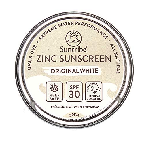 Protector Solar Natural de Zinc Cara & Deporte Suntribe - FPS 30 - Biodegradable/Reef Safe - Òxido de Zinc (Filtro UV mineral) - 3 Ingredientes - BLANCO ORIGINAL (45 g)