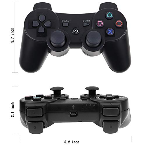 PS3 Mando,Mando Inalámbrico para PS3 Bluetooth Game Controller Joystick Gamepad Playstation 3 Dual Vibration 6 ejes USB Controller Wireless Joypad