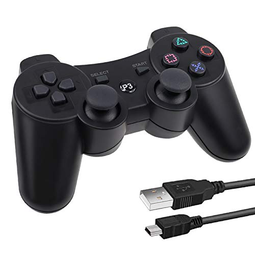 PS3 Mando,Mando Inalámbrico para PS3 Bluetooth Game Controller Joystick Gamepad Playstation 3 Dual Vibration 6 ejes USB Controller Wireless Joypad