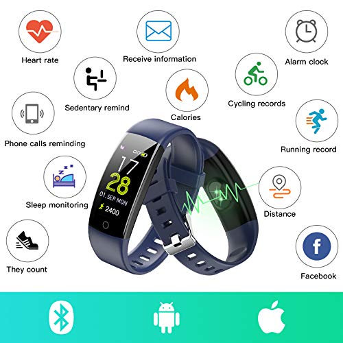 Pulsera Actividad Inteligente Smartwatch Fitness Tracker Impermeable IP67 con Monitor de Sueño Podómetro Pulsómetro para Mujer Hombre con iOS y Android