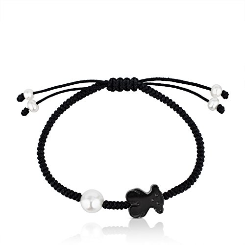 Pulsera Tibet de Cordón en color negro con Ónix y Perla