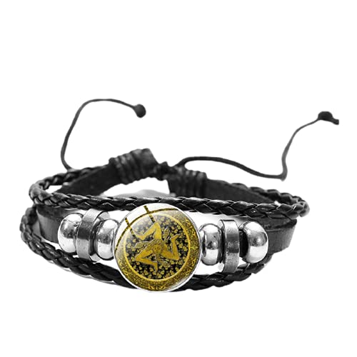 Pulsera Trinacria Orgullo Siciliano para Hombres Mujeres Cristal Cúpula Insignia Cuero Pulsera Vintage Joyería Venta al por mayor