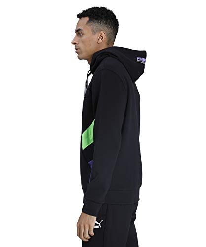 PUMA 59809251 Sudadera para Hombre, Black-Fluo-Green, M