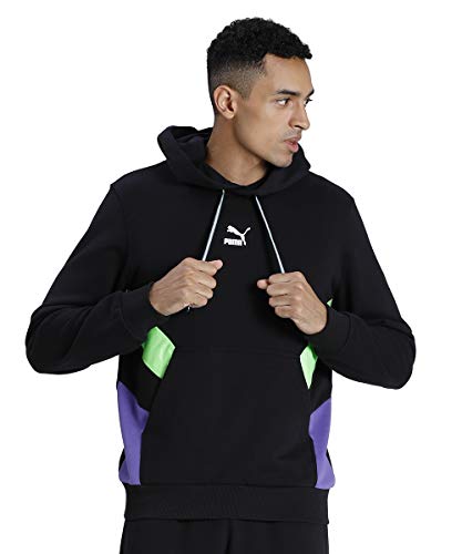 PUMA 59809251 Sudadera para Hombre, Black-Fluo-Green, M