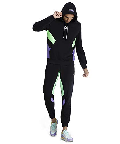 PUMA 59809251 Sudadera para Hombre, Black-Fluo-Green, M