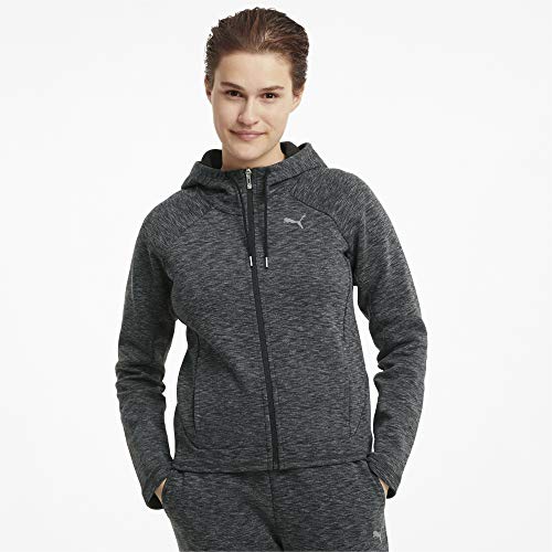 PUMA Evostripe Full-Zip Hoodie Sudadera, Mujer, Black/Heather, S