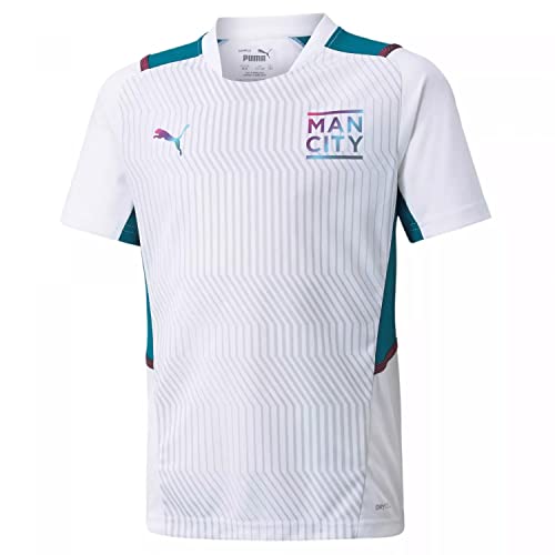 Puma Manchester City Temporada 2021/22, Equipación de Juego, Camiseta, Unisex-Child, White-Ocean Depths, 164