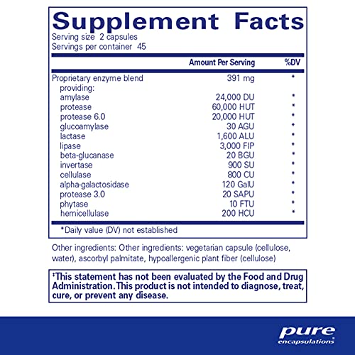 Pure Encapsulations - Digestive Enzymes Ultra - Comprehensive Blend of Vegetarian Digestive Enzymes - 90 Capsules