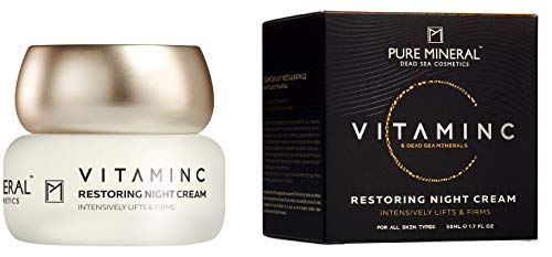 Pure Mineral Crema de Noche Restauradora con Vitamina C y Minerales del Mar Muerto Lifting Intensivos para Todo Tipo de Piel