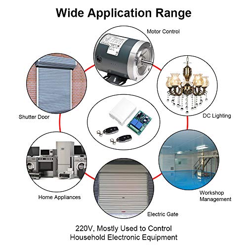 QIACHIP 220V AC 2 Canales Inalambrico Control Remoto Interruptore Universal, RF 433mhz Receptor con Mando 2CH Módulo de Relé y Transmisor para Puerta Garaje, Ligero, Uso Doméstico