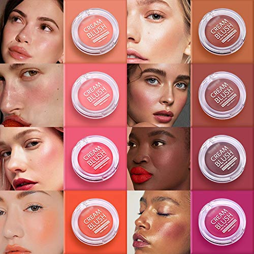 Qianren Face Cheek Blush Cream Naranja Rosa, Suave Natural y Ligero, Colorete Cremoso para Mejillas Maquillaje Elegante Colorete para Contornear