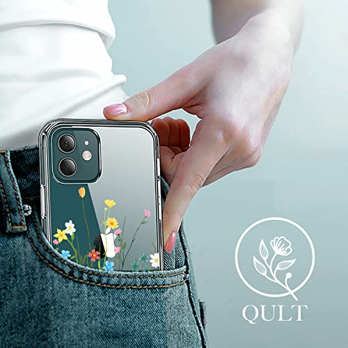 Qult Carcasa para Móvil Compatible con Funda iPhone 11 Pro Silicona Transparente Slim Suave Bumper Teléfono Caso para iPhone 11 Pro con Dibujo Prado de Flores