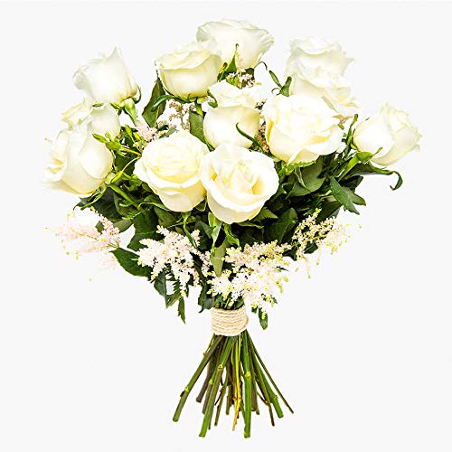 Ramos de rosas blancas naturales a domicilio Florencia - Flores frescas - Envío a domicilio 24h GRATIS - Tarjeta dedicatoria incluida - Caja especial para ramos de flores naturales.