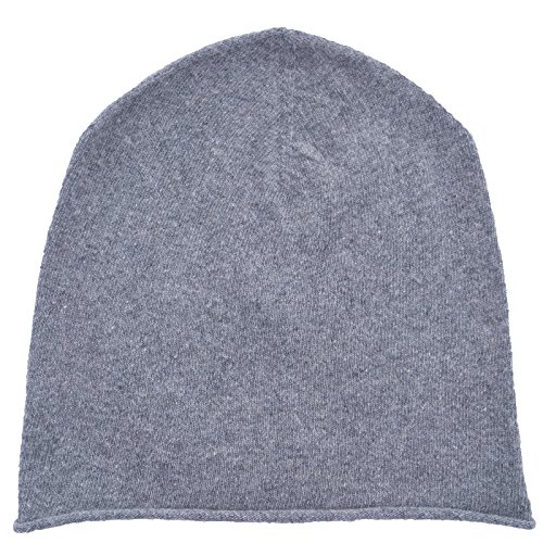 Really Nice Cashmere Eco Cachemira Gorro – Curl Solid Beanie Unisex – Invierno Gorro de punto 100% lana gris Talla única