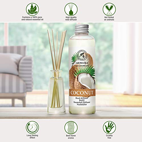 Recambio Difusor Coco - 200ml - Fragancias de Duraderas - Ambientador - Difusor Varillas - Reposicion Difusor Coco Sin Varillas - Difusor Aromático de Coco - Fragancia Coco - Fragancia Para el Hogar