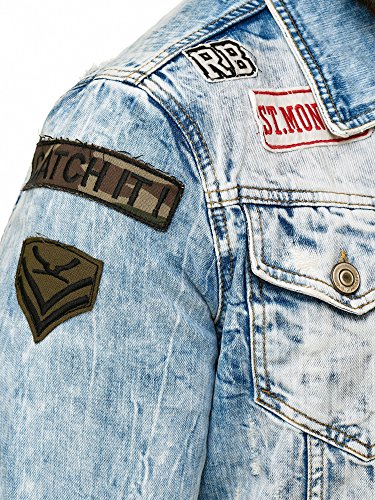 Redbridge Hombres Chaqueta de Jeans Moderno Parche Retro Diseñador Biker Jackets