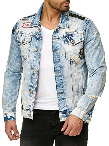 Redbridge Hombres Chaqueta de Jeans Moderno Parche Retro Diseñador Biker Jackets