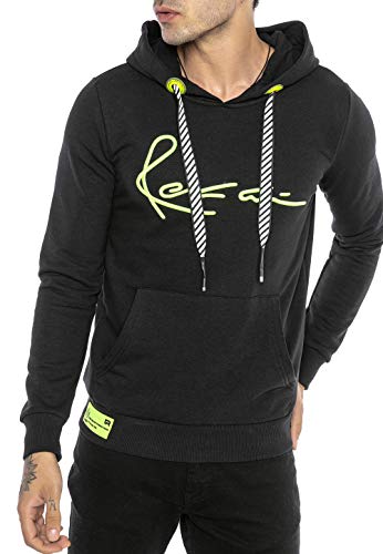 Redbridge Sudadera con Capucha para Hombre Suéter Jersey Neon Big Stitch Negro S