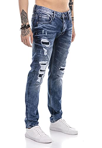 Redbridge Vaqueros para Hombre Jeans Denim Pants Estilo Destroyed Azul W30L34