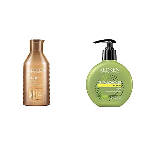 REDKEN Champú All Soft para Cabellos Deshidratados, 300 ml +Ringlet sin aclarado para el cuidado de los rizos, 180 ml