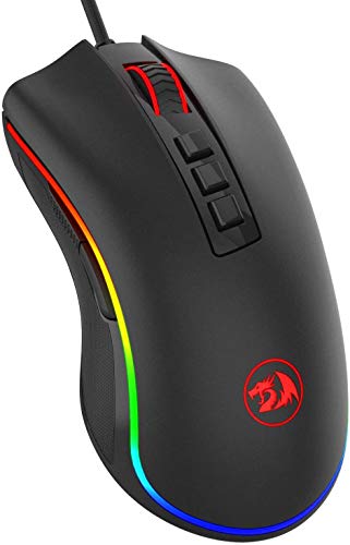 Redragon M711 COBRA Raton Gaming RGB Windows, Sensor Pixart P3325 10,000 DPI, 8 Botones Programables, Memoria integrada, Interruptores 20 Millones clics, Cable mallado. Raton Gamer PC Compatible