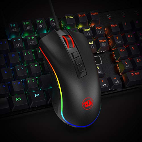 Redragon M711 COBRA Raton Gaming RGB Windows, Sensor Pixart P3325 10,000 DPI, 8 Botones Programables, Memoria integrada, Interruptores 20 Millones clics, Cable mallado. Raton Gamer PC Compatible