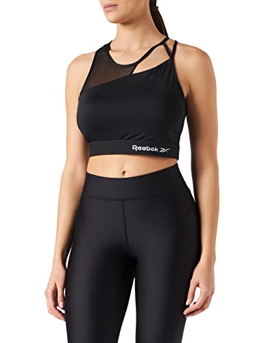 Reebok Aura-Camiseta Corta Recortada para Mujer, Color Negro, S