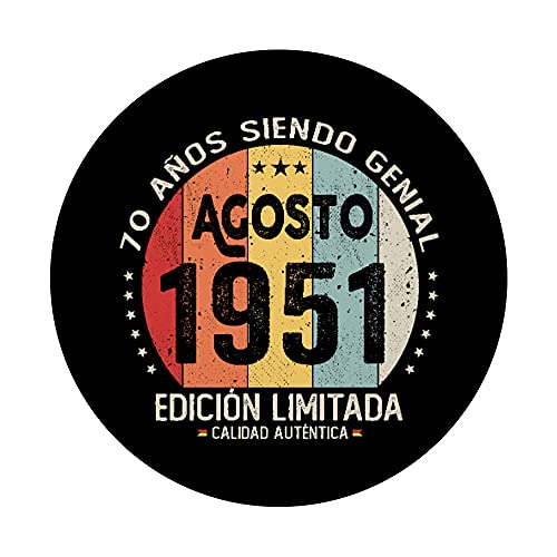 Regalo 70 años Cumpleaños Hombre Mujer - Agosto 1951 PopSockets PopGrip Intercambiable